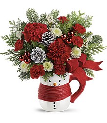 Send a Hug Snowman Mug Bouquet by Teleflora from Weidig's Floral in Chardon, OH